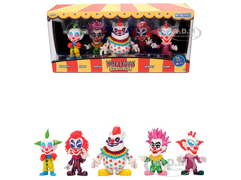 Set of 5 Diecast Figures "Killer Klowns from Outer Space" (1988) Movie "Metalfigs" Series Diecast Models by Jada