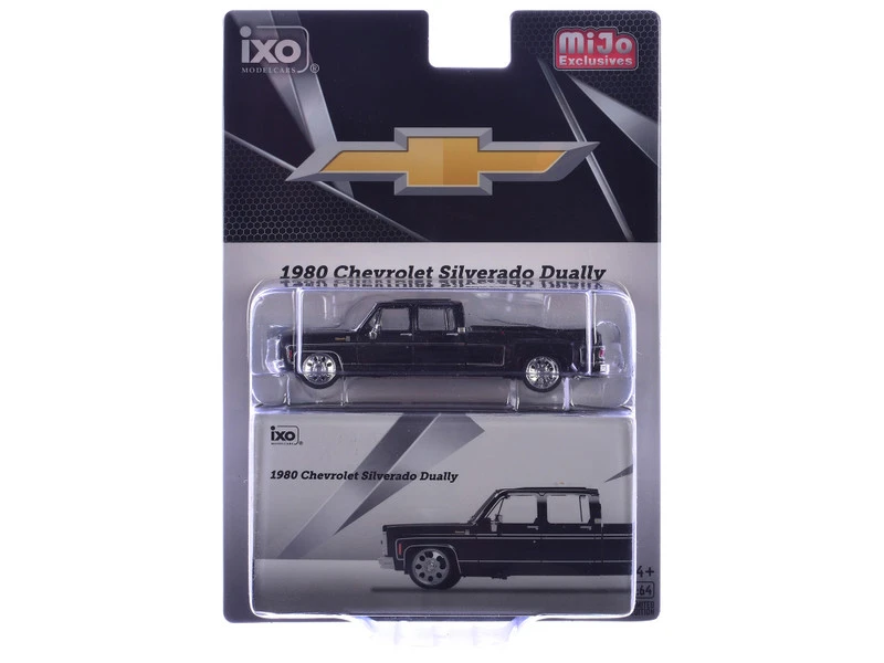 1/64 Ixo 1980 Chevrolet Silverado C30 Crew Cab Dually Lowered (Black) Diecast Car Model