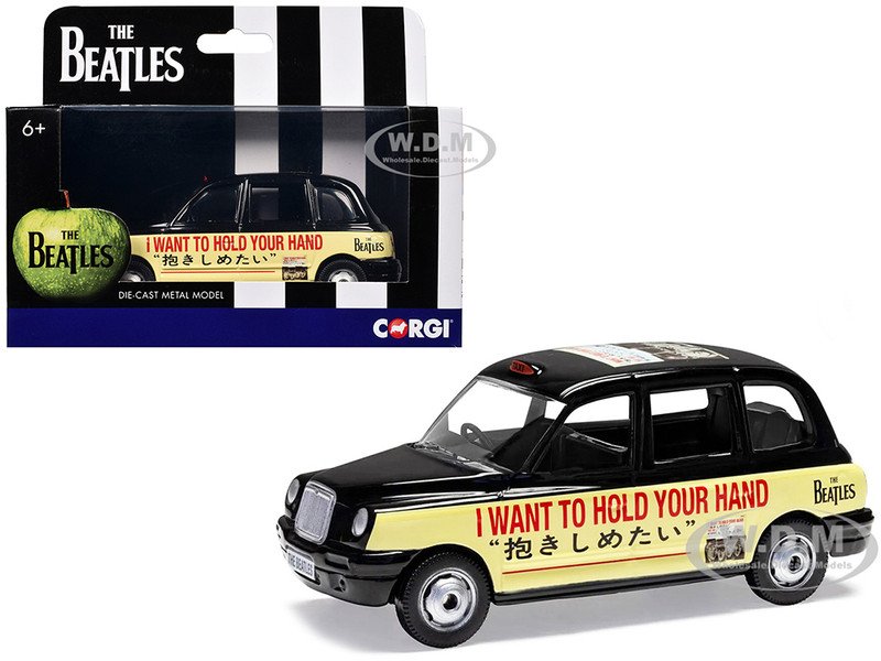The Beatles London Taxi RHD (Right Hand Drive) "I Want To Hold Your Hand" Black and Cream with Graphics Diecast Model Car by Corgi